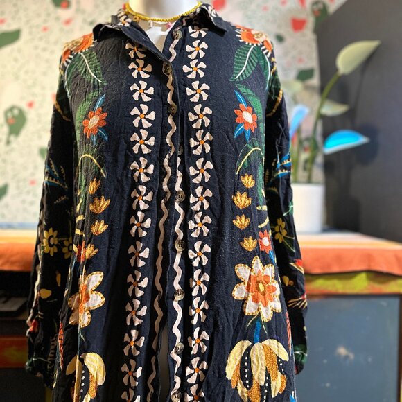 Farm for Anthropologie Button-Front Midi Dress - L - Picture 2 of 4